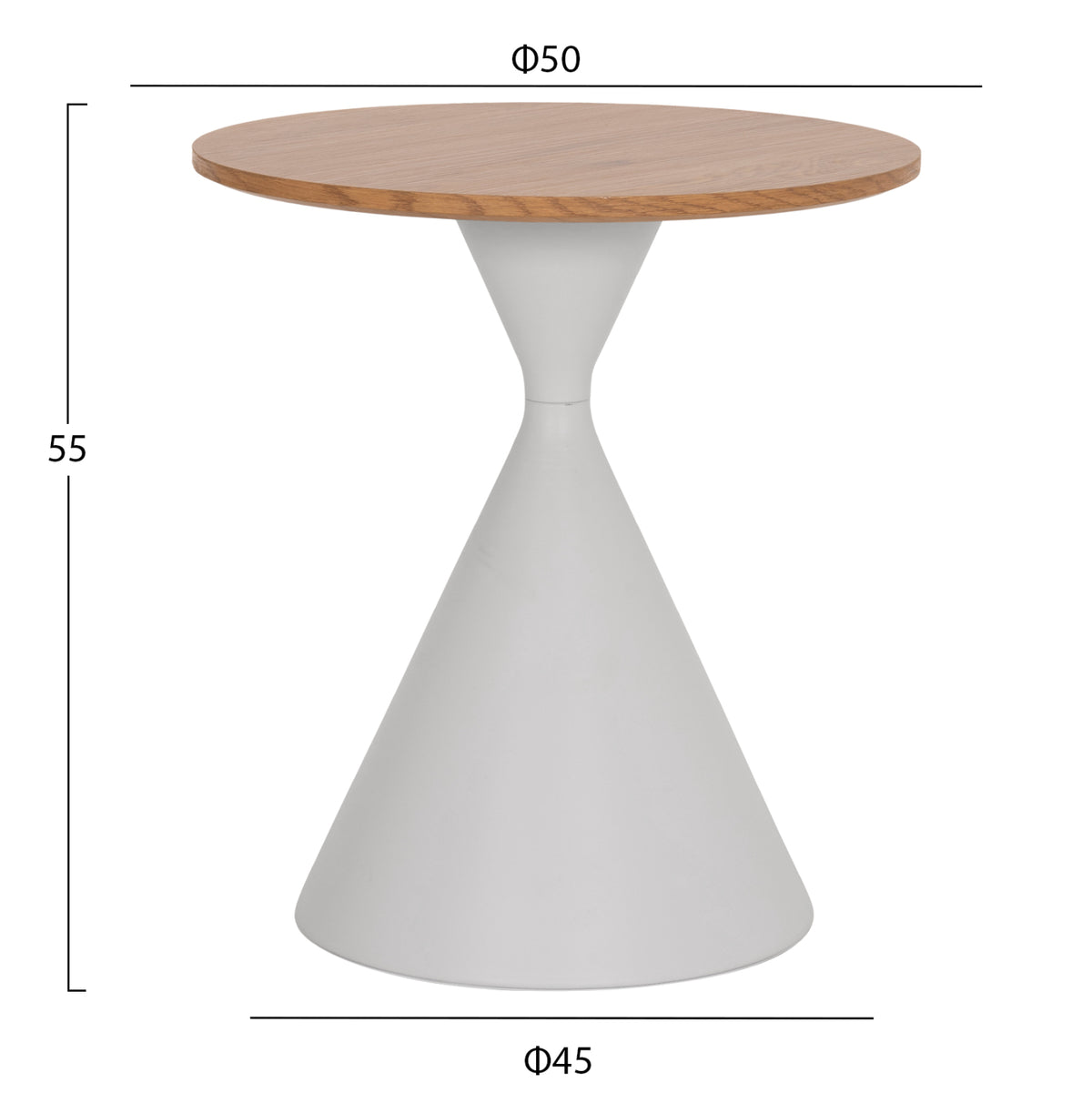 КОМПЛЕКТ 2 КАФЕНЕТА JENNEL(X) МЕТАЛ В БЯЛО - MDF С ХАРТИЕН ФУРНИР Φ50см & Φ70см