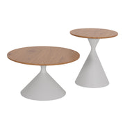 КОМПЛЕКТ 2 КАФЕНЕТА JENNEL(X) МЕТАЛ В БЯЛО - MDF С ХАРТИЕН ФУРНИР Φ50см & Φ70см