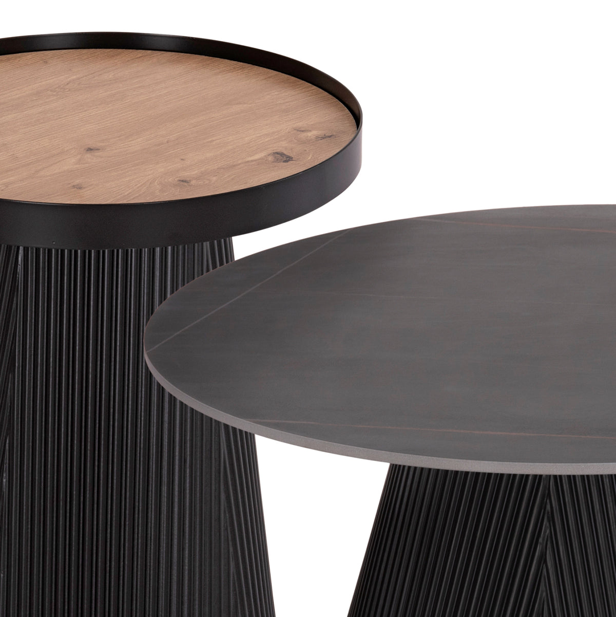ХОЛНИ МАСИ 2 ЧАСТИ DUNCAN MDF И КЕРАМИЧЕН ПЛОТ Φ80cm & Φ45cm