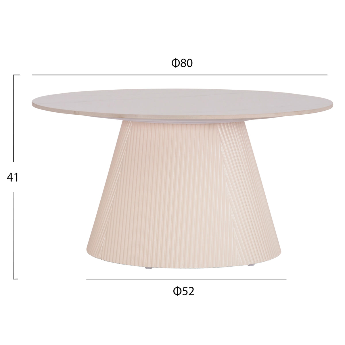 ХОЛНИ МАСИ 2 ЧАСТИ DUNCAN MDF В ЦВЯТ КРЕМАВО БЯЛО И КЕРАМИЧЕН ПЛОТ Φ80cm & Φ45cm