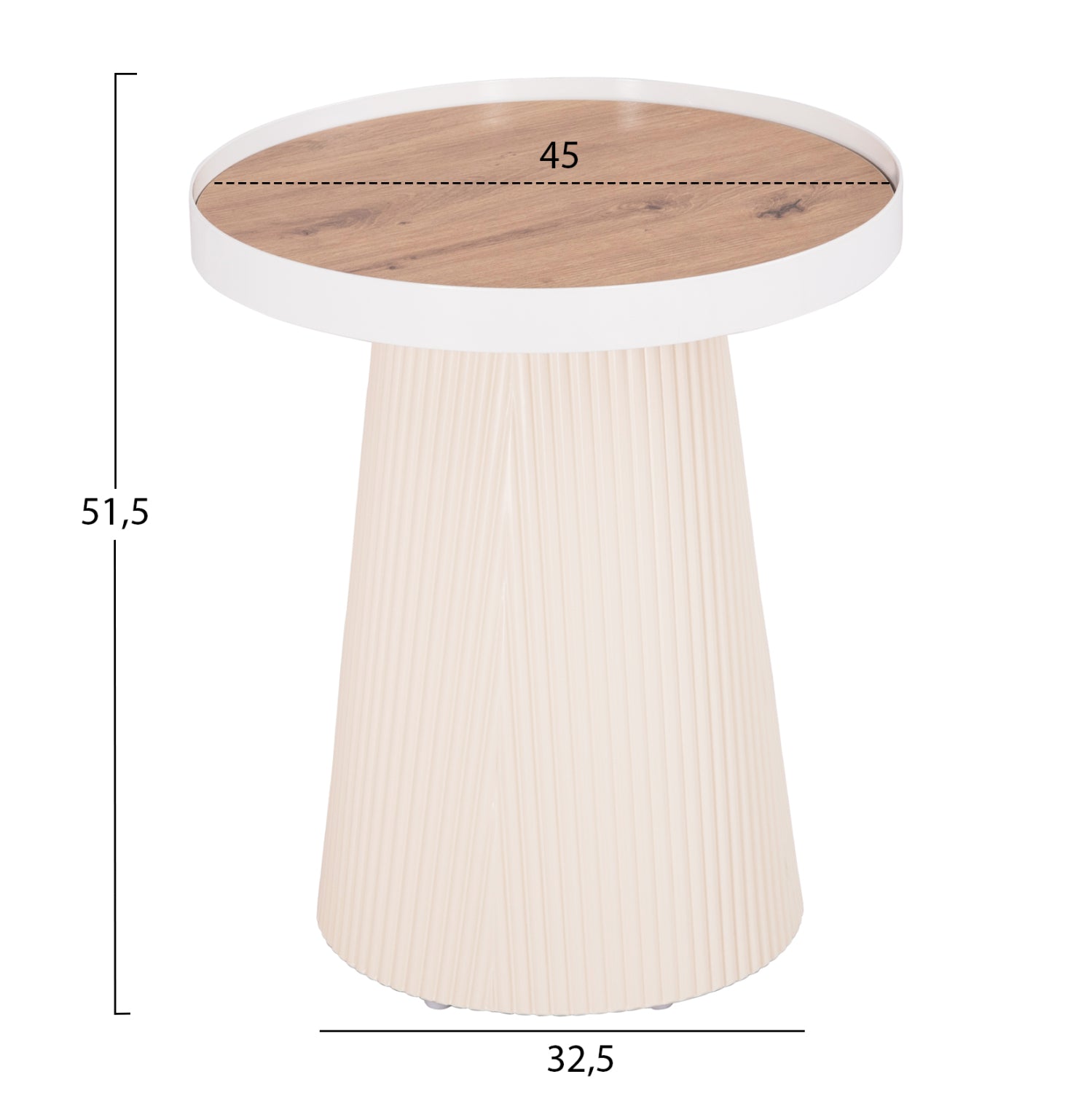ХОЛНИ МАСИ 2 ЧАСТИ DUNCAN MDF В ЦВЯТ КРЕМАВО БЯЛО И КЕРАМИЧЕН ПЛОТ Φ80cm & Φ45cm