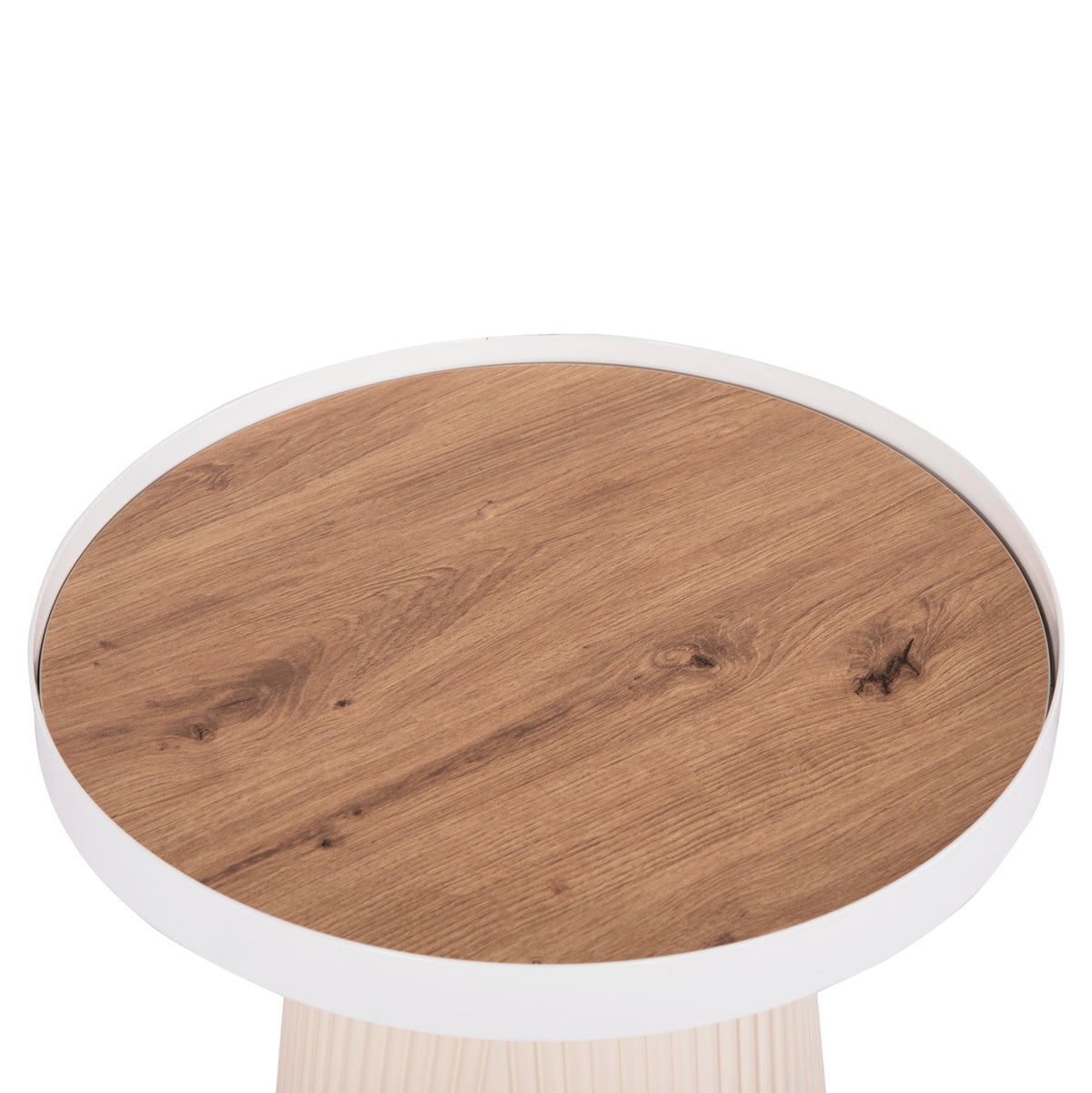 ХОЛНИ МАСИ 2 ЧАСТИ DUNCAN MDF В ЦВЯТ КРЕМАВО БЯЛО И КЕРАМИЧЕН ПЛОТ Φ80cm & Φ45cm