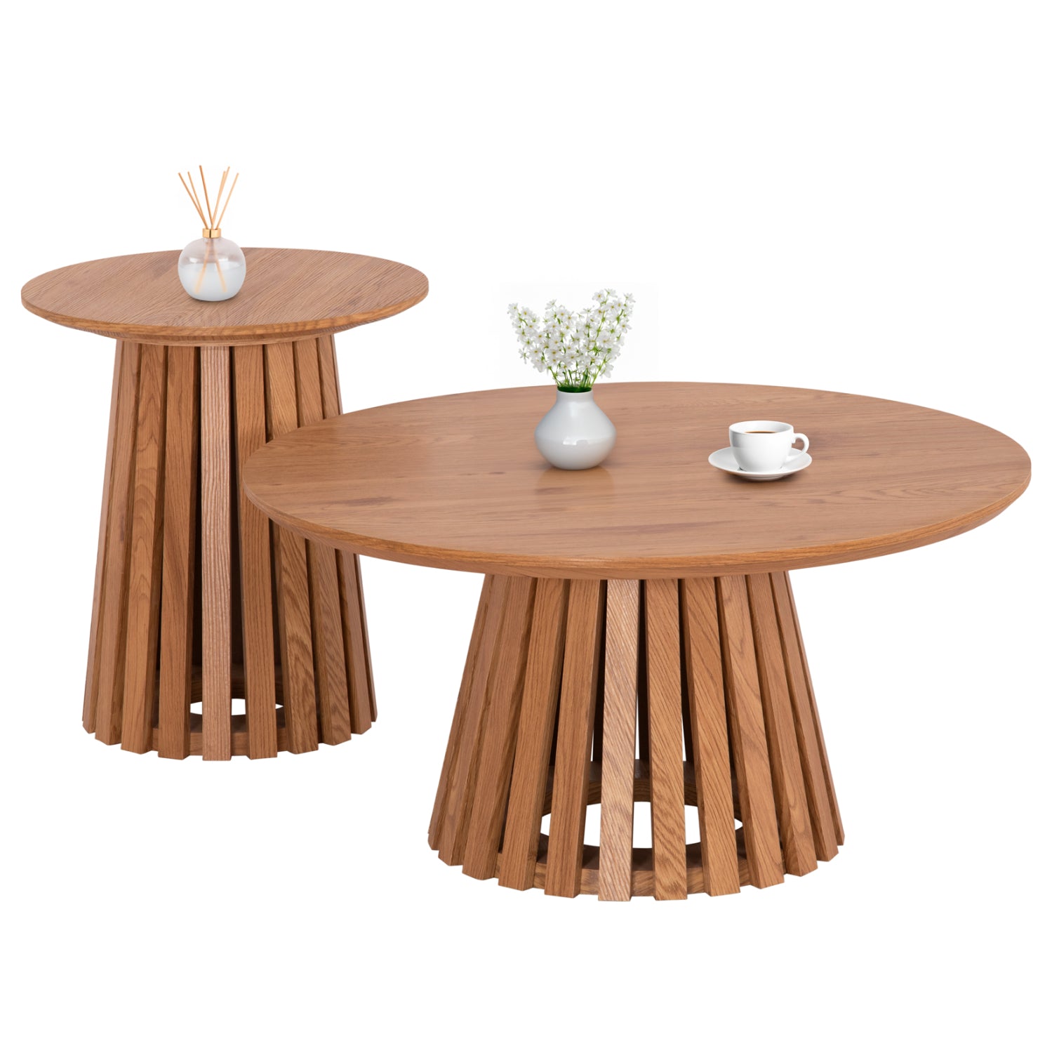 ХОЛНИ МАСИ 2 ЧАСТИ TALBERT MDF В ЕСТЕСТВЕН ЦВЯТ НА ДЪРВО Φ80cm & Φ45cm