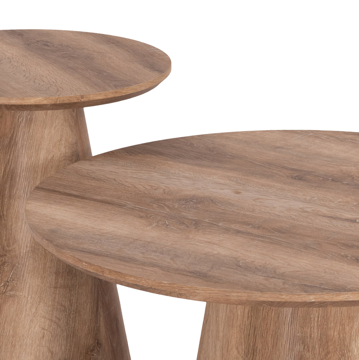 ХОЛНИ МАСИ 2 ЧАСТИ KARAN MDF В ЕСТЕСТВЕН ЦВЯТ НА ДЪРВО Φ80cm & Φ45cm