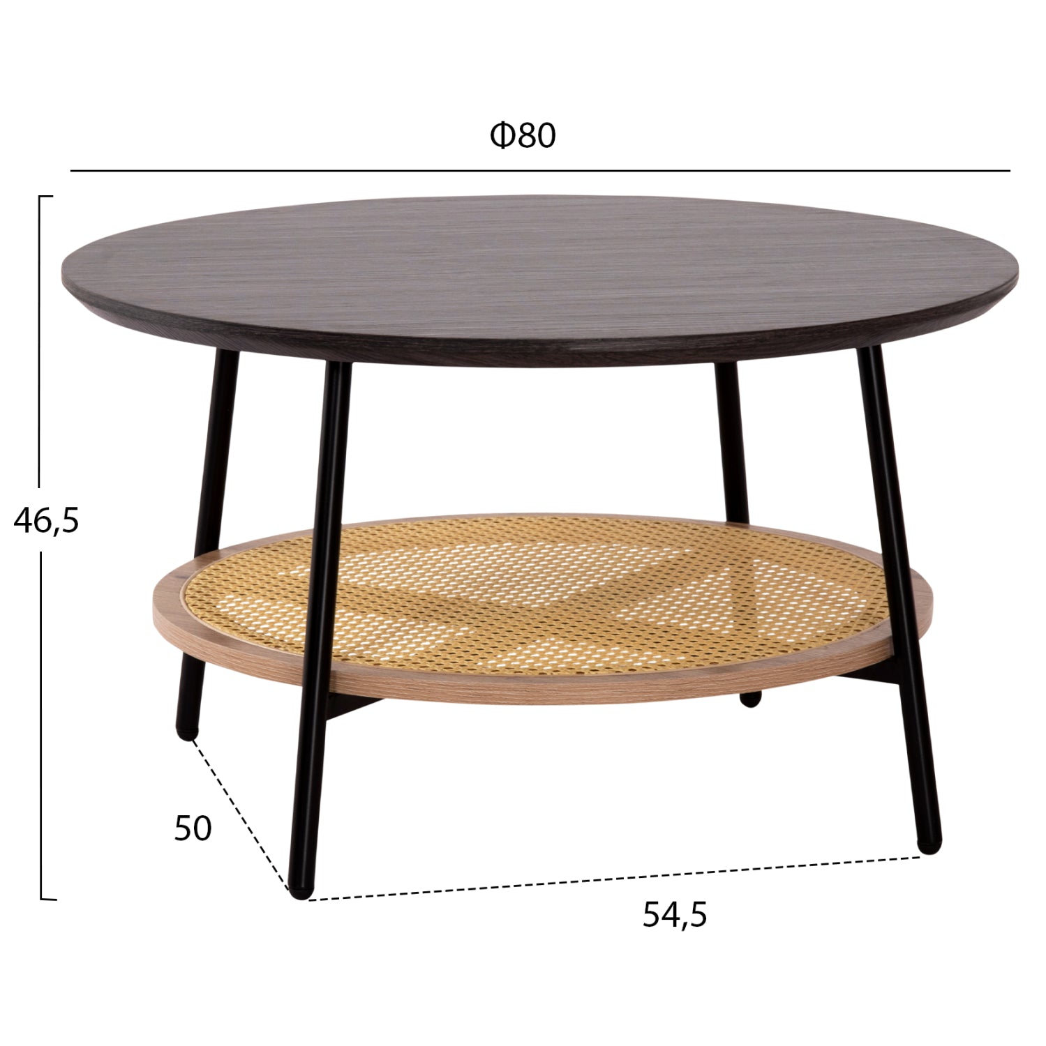 ХОЛНИ МАСИ 2 ЧАСТИ SEWELL MDF-МЕТАЛ-СИНТЕТИЧЕН РАТАН Φ80cm & Φ45cm
