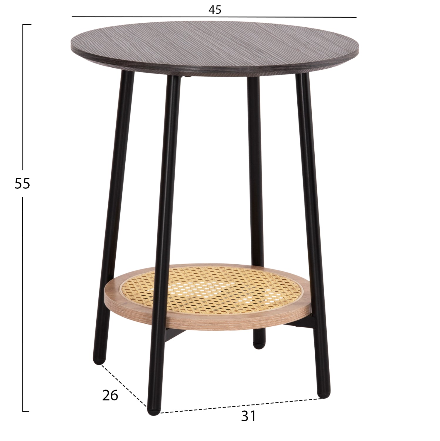 ХОЛНИ МАСИ 2 ЧАСТИ SEWELL MDF-МЕТАЛ-СИНТЕТИЧЕН РАТАН Φ80cm & Φ45cm