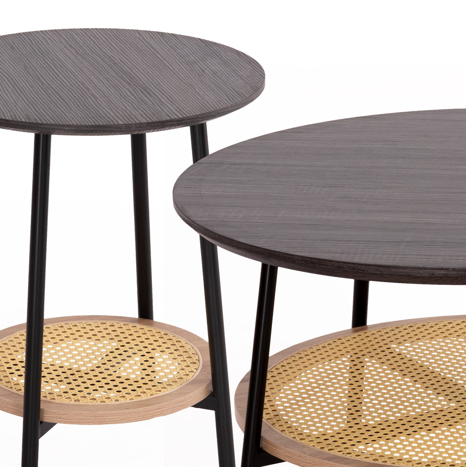 ХОЛНИ МАСИ 2 ЧАСТИ SEWELL MDF-МЕТАЛ-СИНТЕТИЧЕН РАТАН Φ80cm & Φ45cm