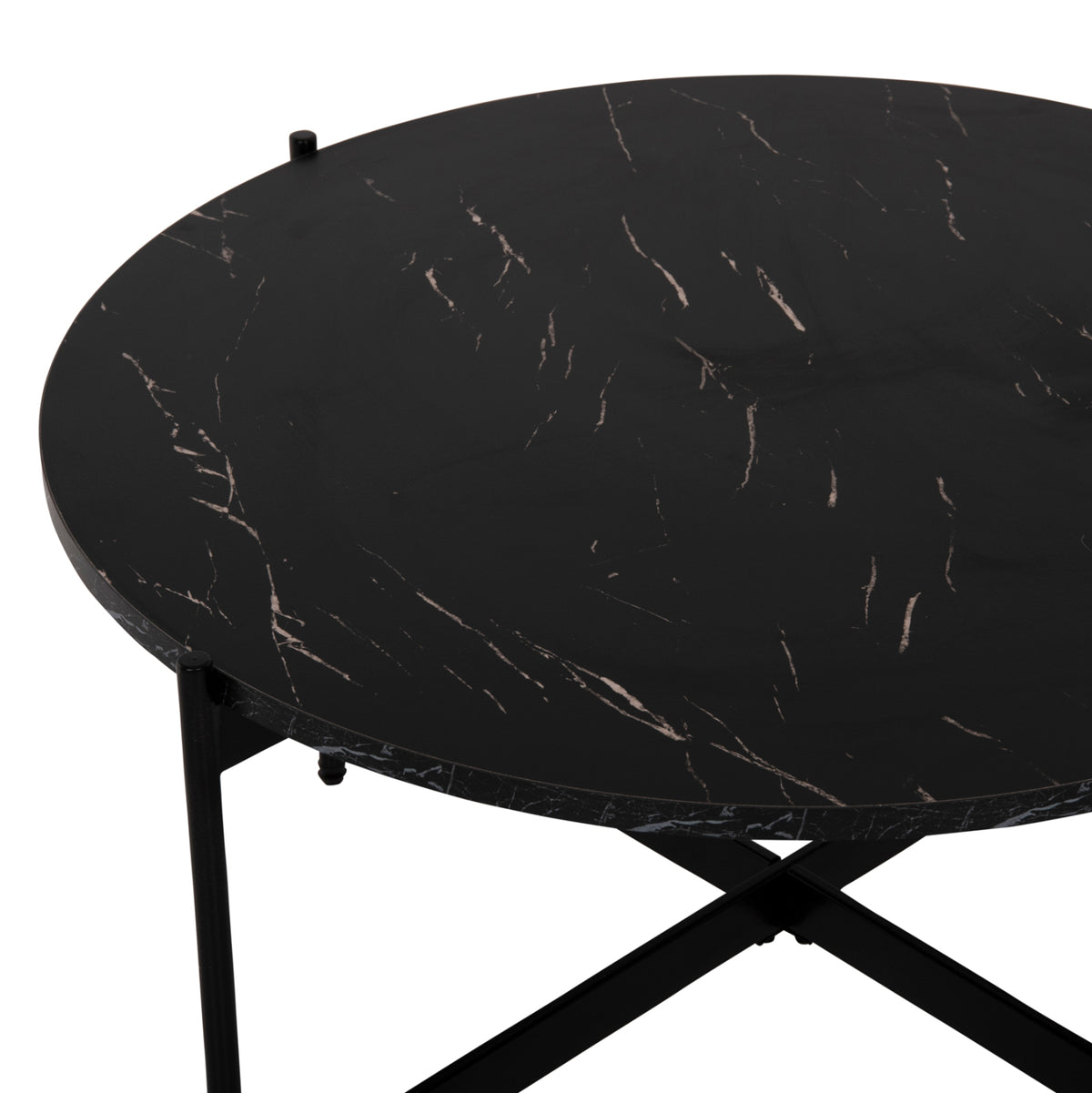 Комплект 2 броя маси за кафе RONDA MDF черен мраморен цвят Φ80cm & Φ50cm