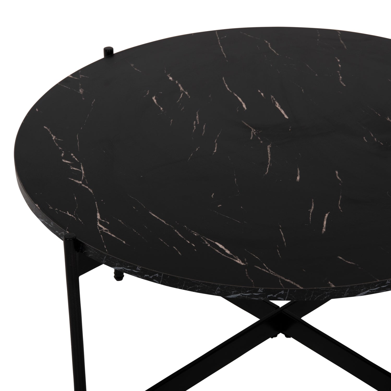Комплект 2 броя маси за кафе RONDA MDF черен мраморен цвят Φ80cm & Φ50cm