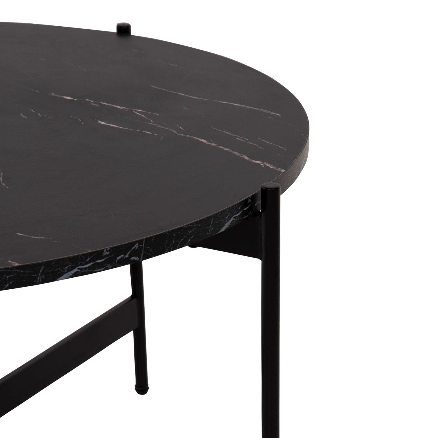 Комплект 2 броя маси за кафе RONDA MDF черен мраморен цвят Φ80cm & Φ50cm