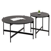 Комплект 2 броя маси за кафе RONDA MDF черен мраморен цвят Φ80cm & Φ50cm