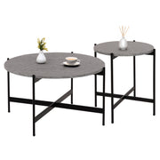 Комплект 2 броя маси за кафе RONDA MDF сив мраморен цвят Φ80cm & Φ50cm