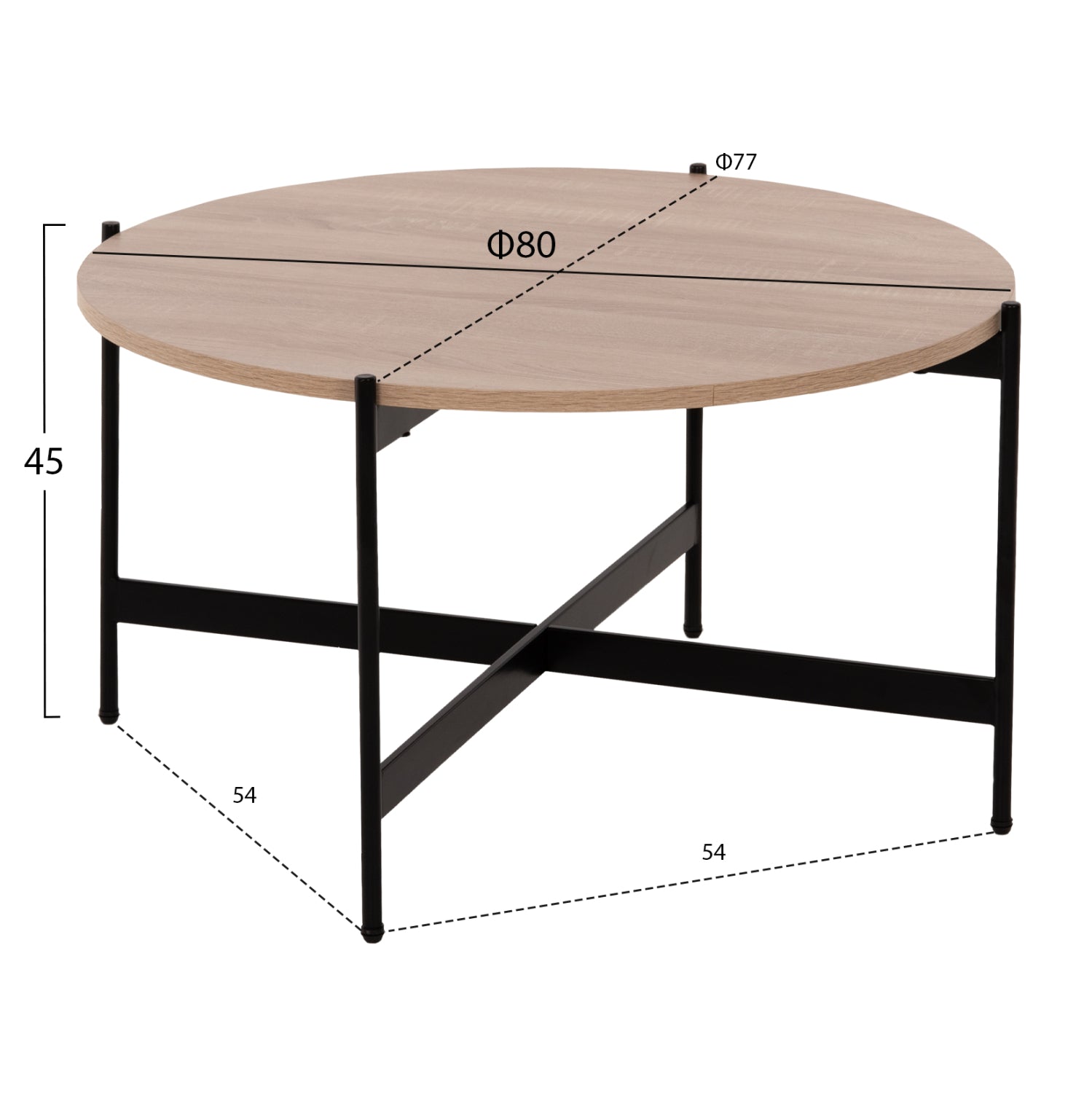 Комплект 2 броя маси за кафе RONDA MDF цвят сонома Φ80cm & Φ50cm