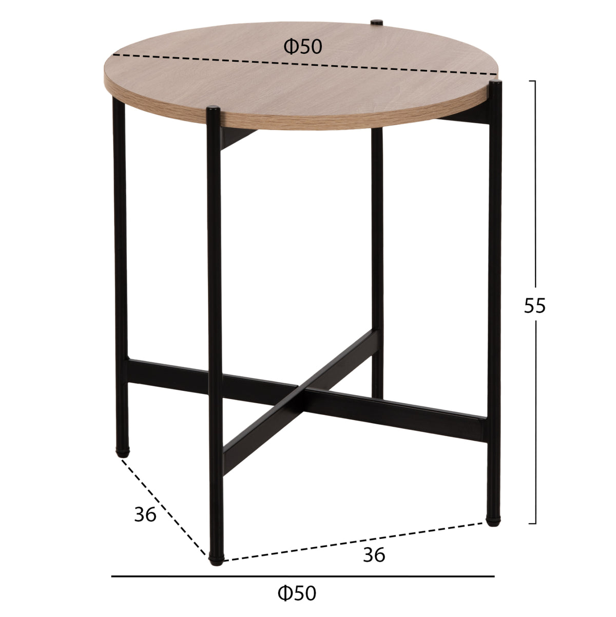 Комплект 2 броя маси за кафе RONDA MDF цвят сонома Φ80cm & Φ50cm