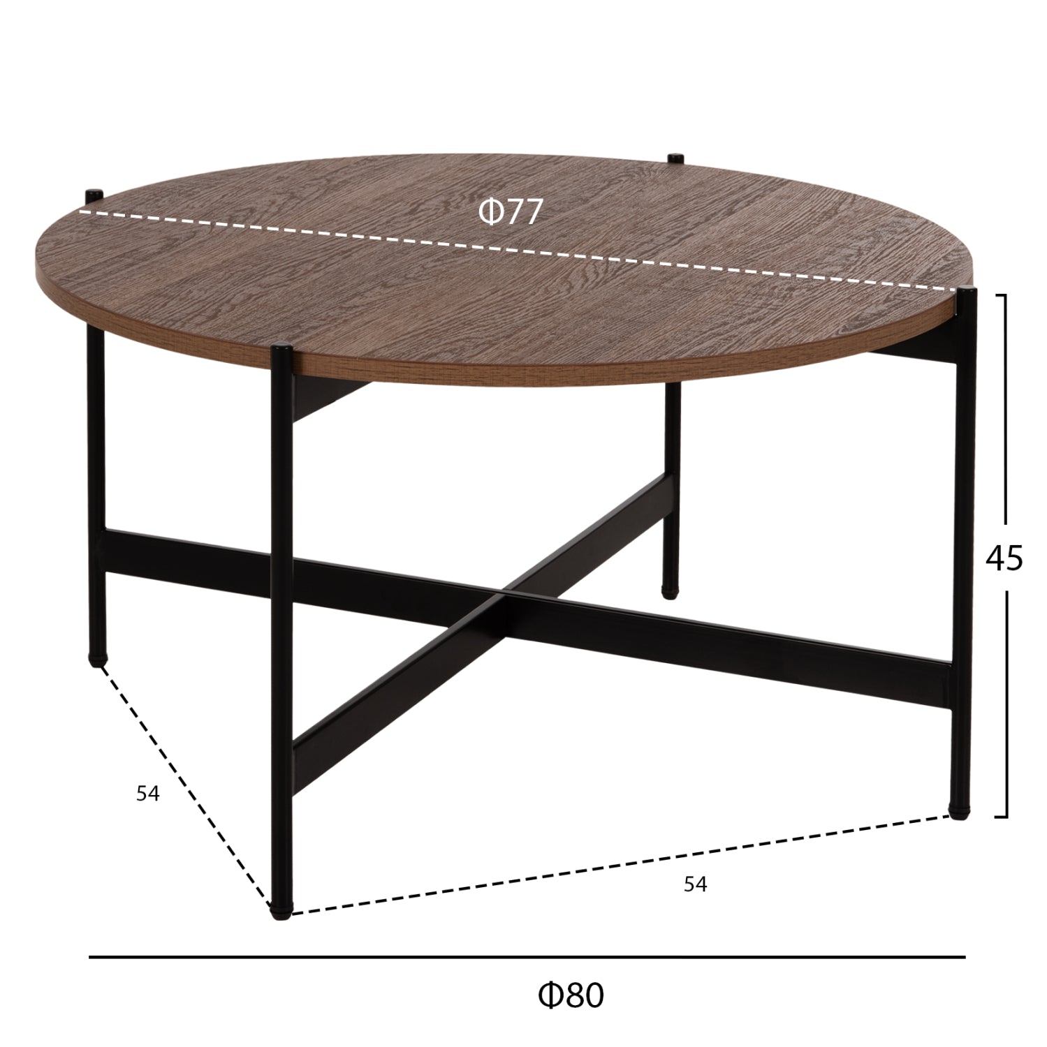 Комплект 2 броя маси за кафе RONDA MDF цвят орех Φ80cm & Φ50cm