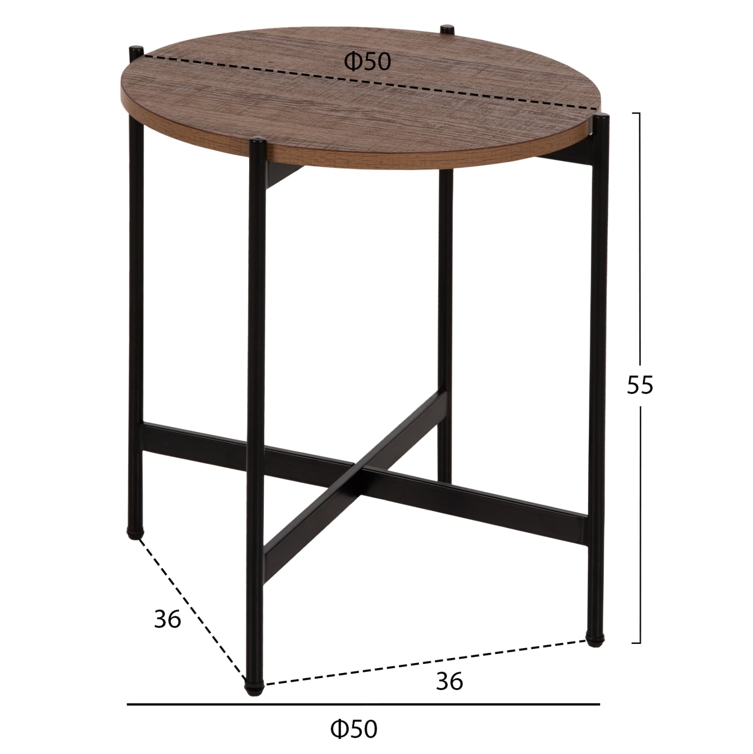 Комплект 2 броя маси за кафе RONDA MDF цвят орех Φ80cm & Φ50cm