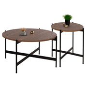Комплект 2 броя маси за кафе RONDA MDF цвят орех Φ80cm & Φ50cm