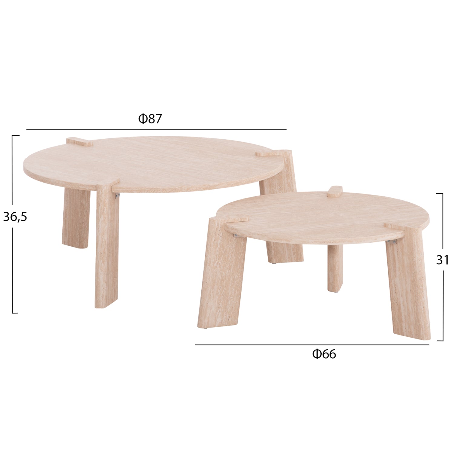 КОМПЛЕКТ 2 ЧАСТИ КАФЕНЕТА EQUIL MDF С МЕЛАМИНОВО ПОКРИТИЕ-ЦВЯТ ЕСТЕСТВЕНА ДЪРВЕСИНА 66x66см + 87x87см