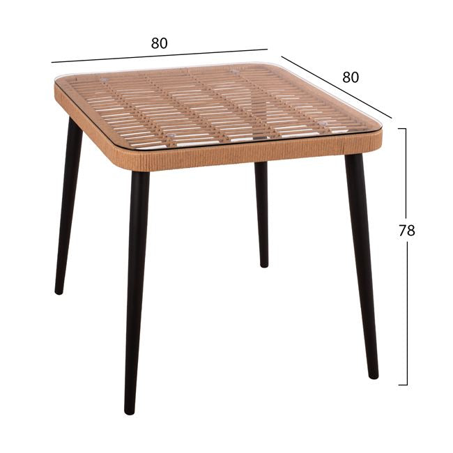 Комплект 3 части Allegra ратан с маса 80x80x78 бежово и черно