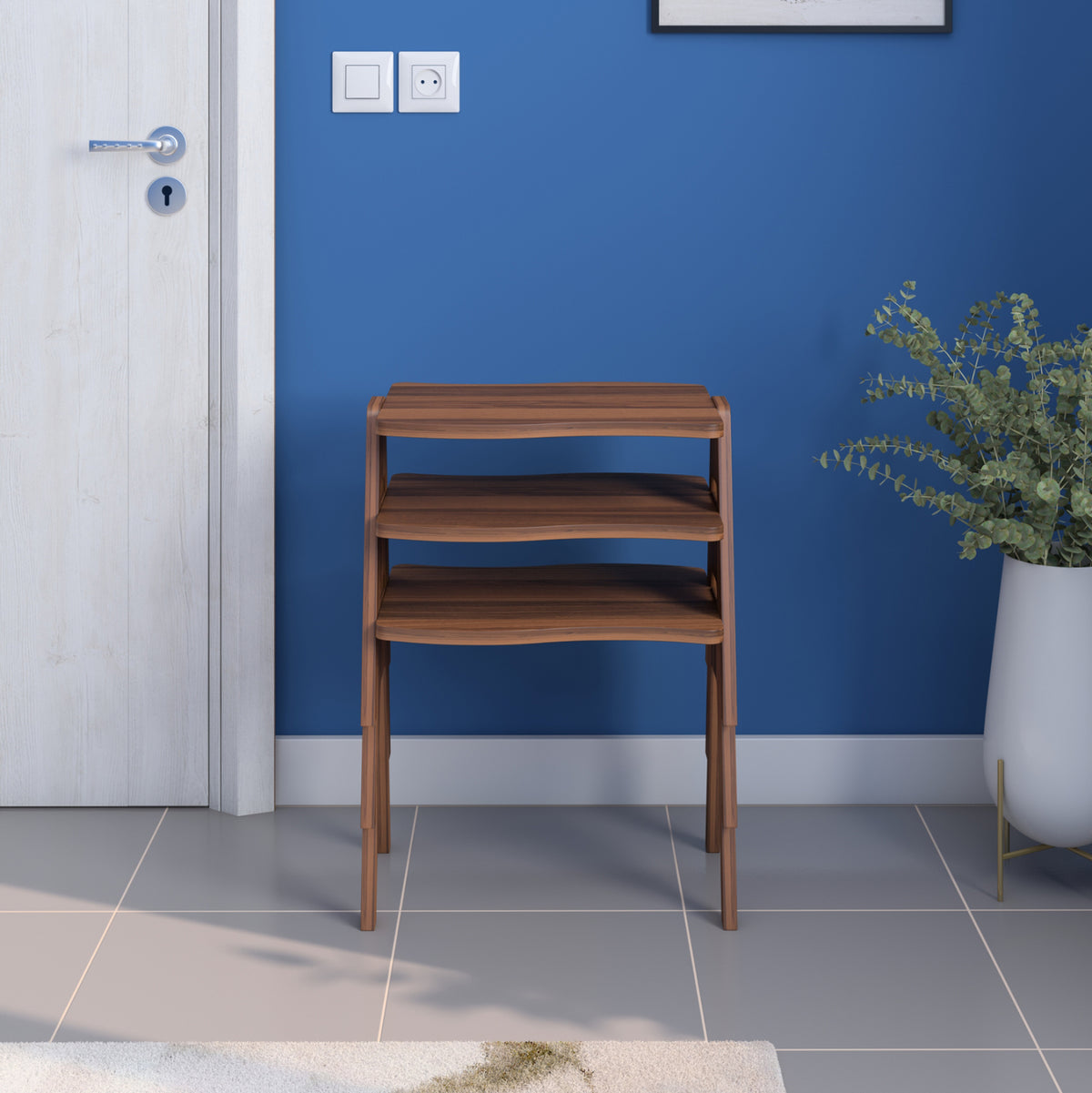 Комплект от 3 странични маси ESSENT меламин орех 45x35x40Hсм.