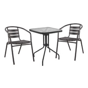Комплект 3 части с маса Figo 60x60x72 и столове Laura сив цвят