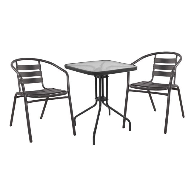 Комплект 3 части с маса Figo 60x60x72 и столове Laura сив цвят