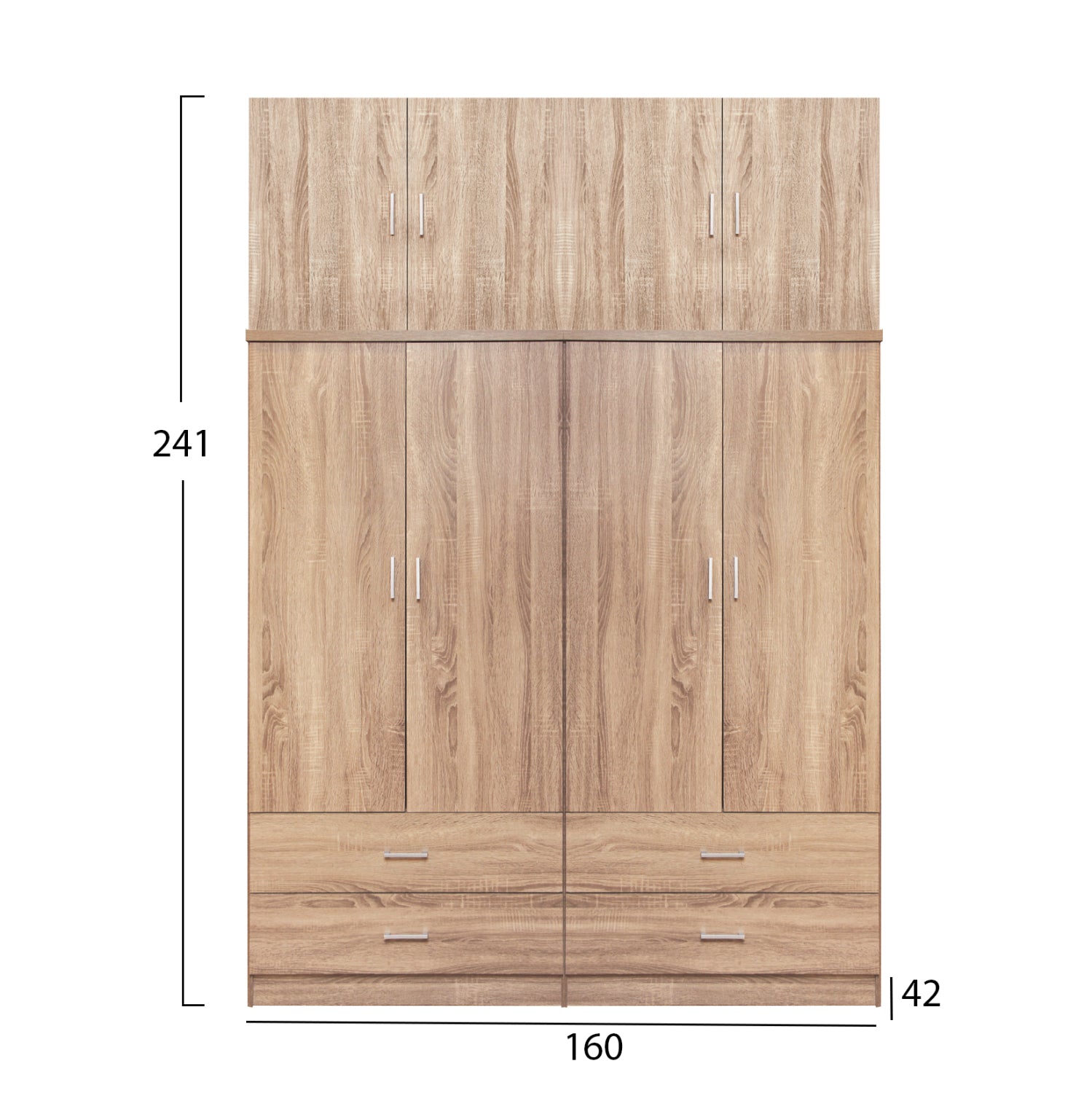 Комплект 4 броя гардероб с лофт и 4 чекмеджета Sonama 160x42x241
