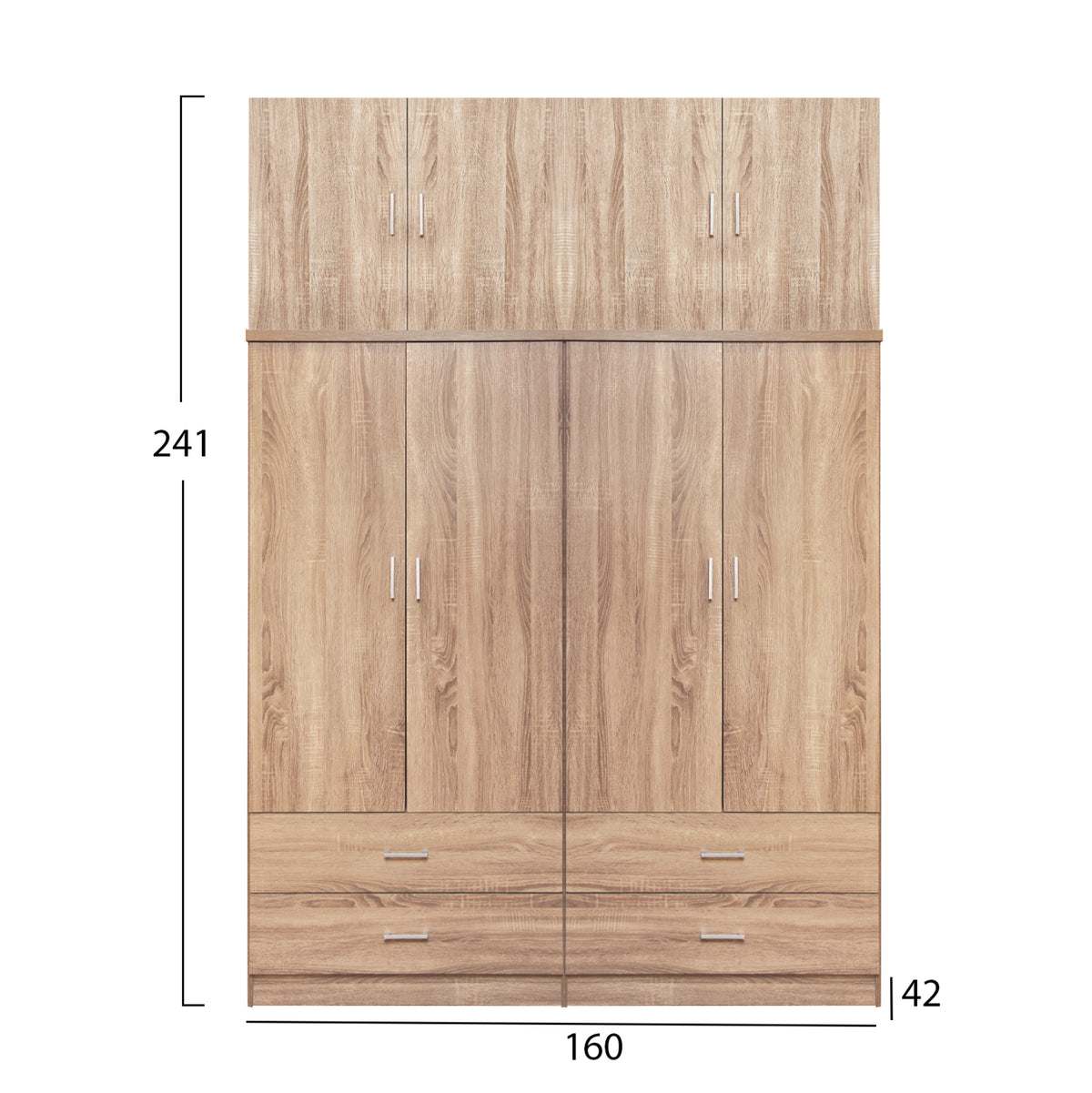 Комплект 4 броя гардероб с лофт и 4 чекмеджета Sonama 160x42x241