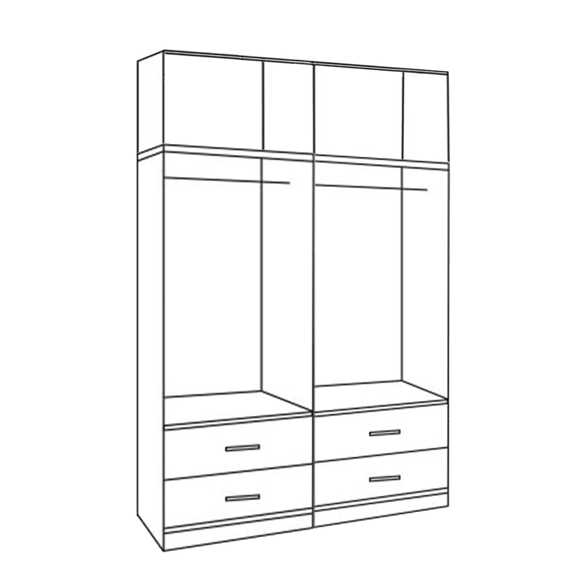 Комплект 4 броя гардероб с лофт и 4 чекмеджета Sonama 160x42x241