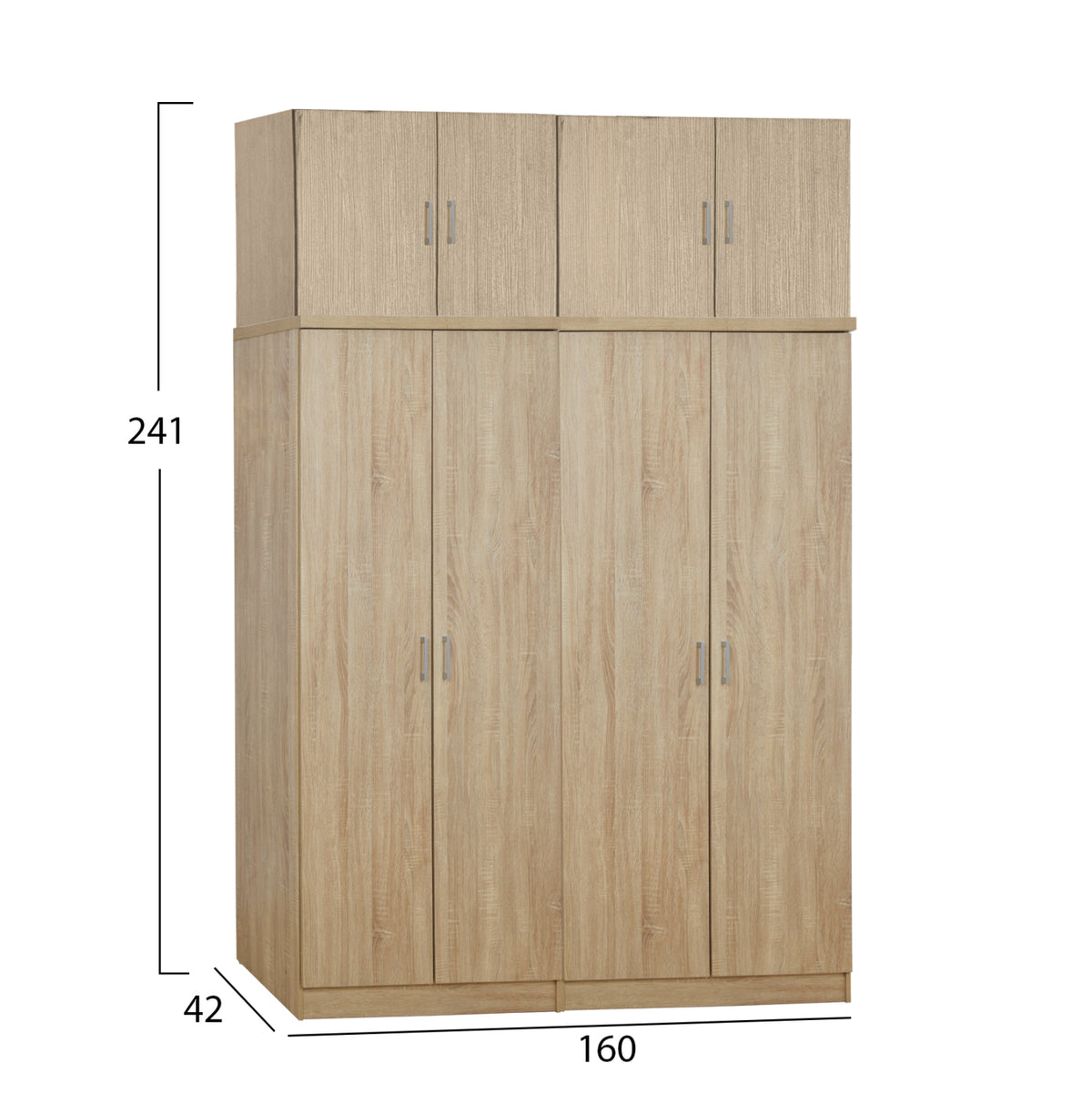 Комплект 4 броя гардероб с 4 врати и лофт Sonama 160x42x241