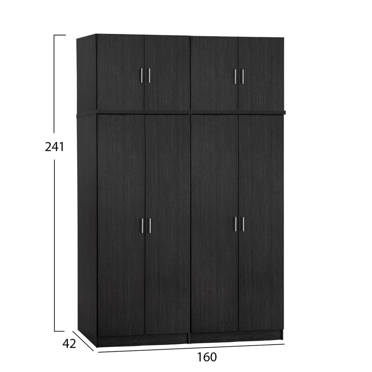Комплект 4 броя гардероб с 4 врати и лофт Zebrano 160x42x241