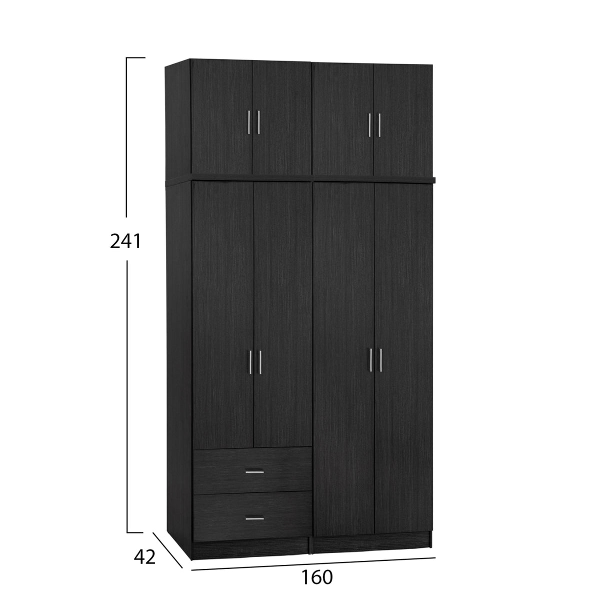 Комплект 4 части Гардероб Четири крила с лофт Зебрано 160x42x241