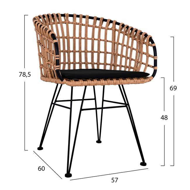 Комплект 4 части маса с пейка и 2 кресла Allegra Wicker бежов