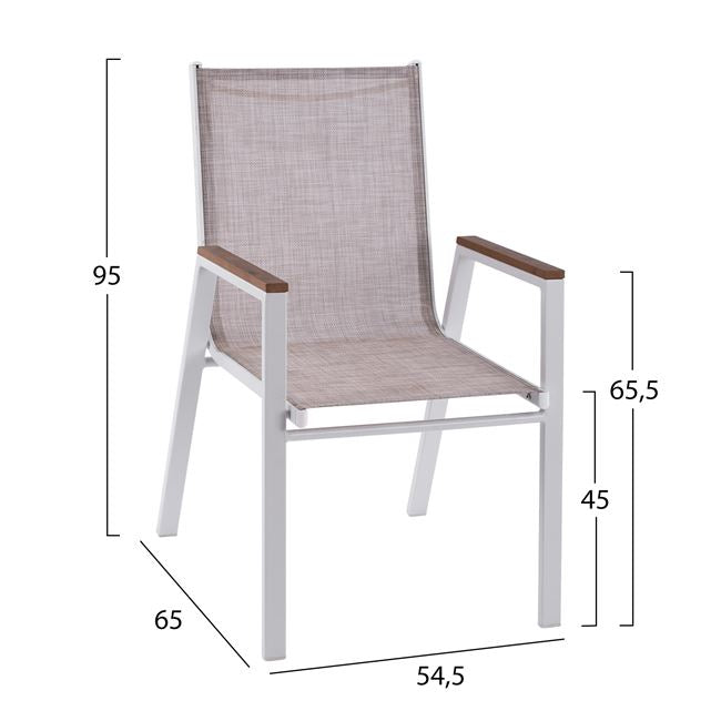 Комплект 5 части алуминиева маса 120x80x75.5 бял