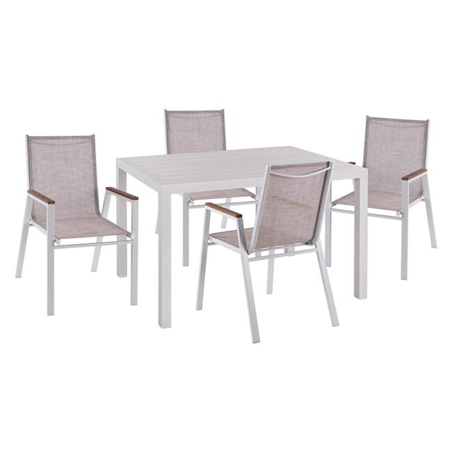 Комплект 5 части алуминиева маса 120x80x75.5 бял