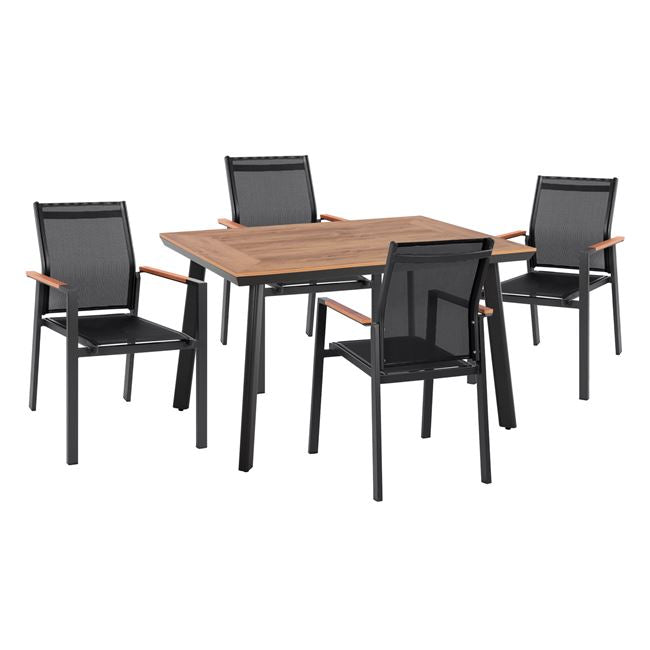 Комплект 5 части Miller алуминий и полиуд с маса 120x80x72.5 сив