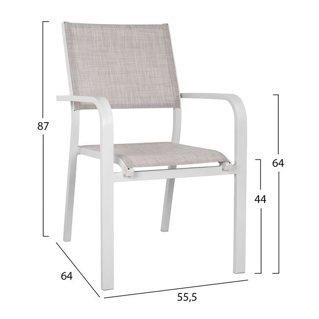 Комплект 5 части Маса 120x80x75.5 и столове Алуминий Бял цвят