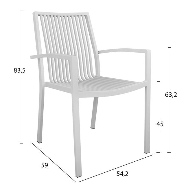 Комплект 5 части с маса 140x80x75.5 и алуминиеви столове Бял цвят