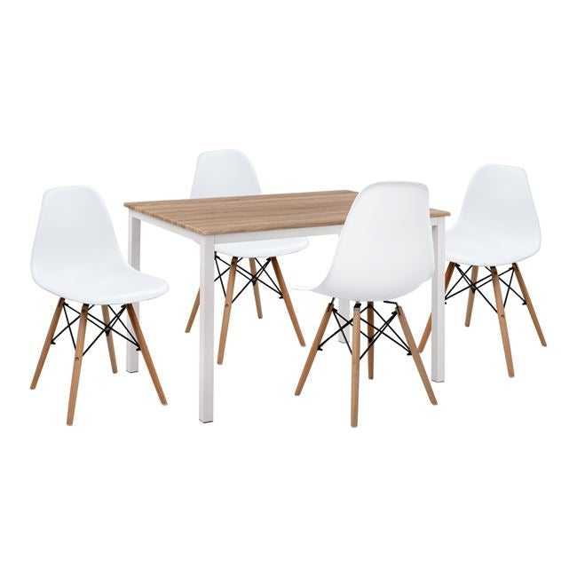 Комплект 5 части маса Sonoma и столове PPn Twist с бял седалка 110x70x76 cm