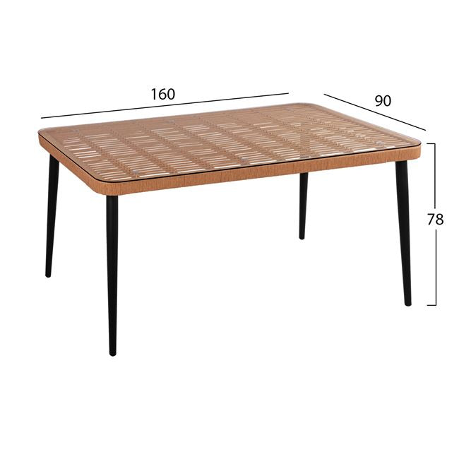 Комплект 7 части Allegra Плетка с маса 160x90x78 Бежово и черно