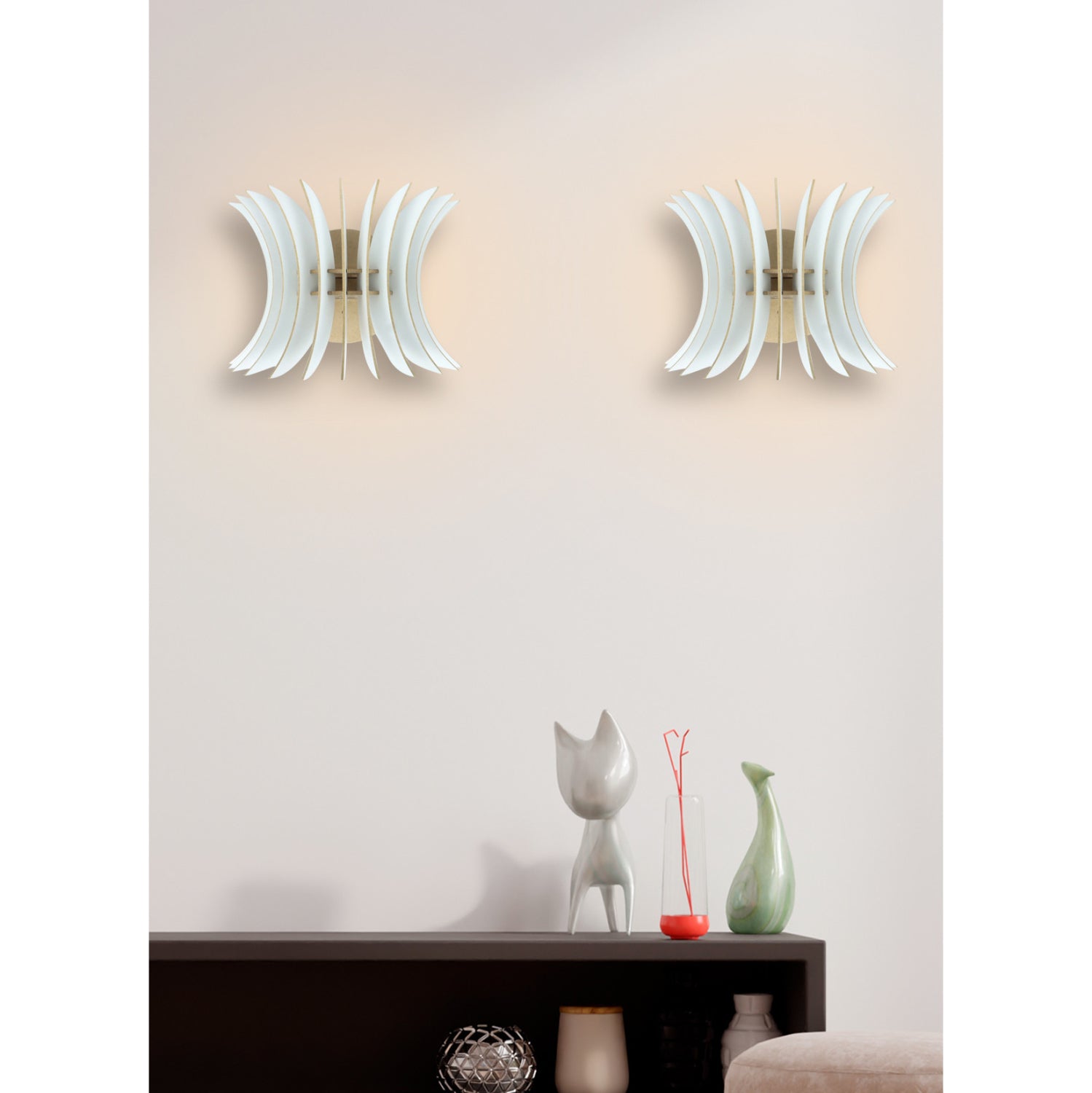 Комплект 2 дървени аплици от MDF бял 28x20x20 см.