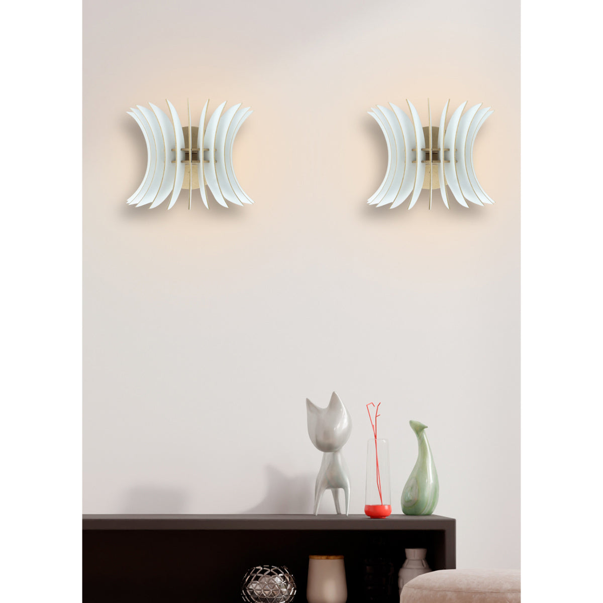 Комплект 2 дървени аплици от MDF бял 28x20x20 см.