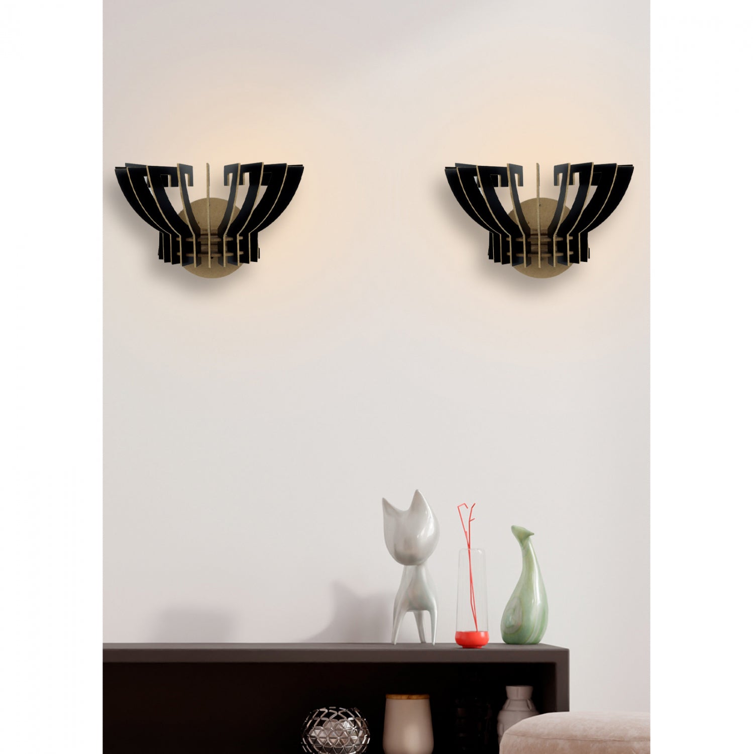Комплект 2 дървени аплици от MDF черен 32x22x19 см.