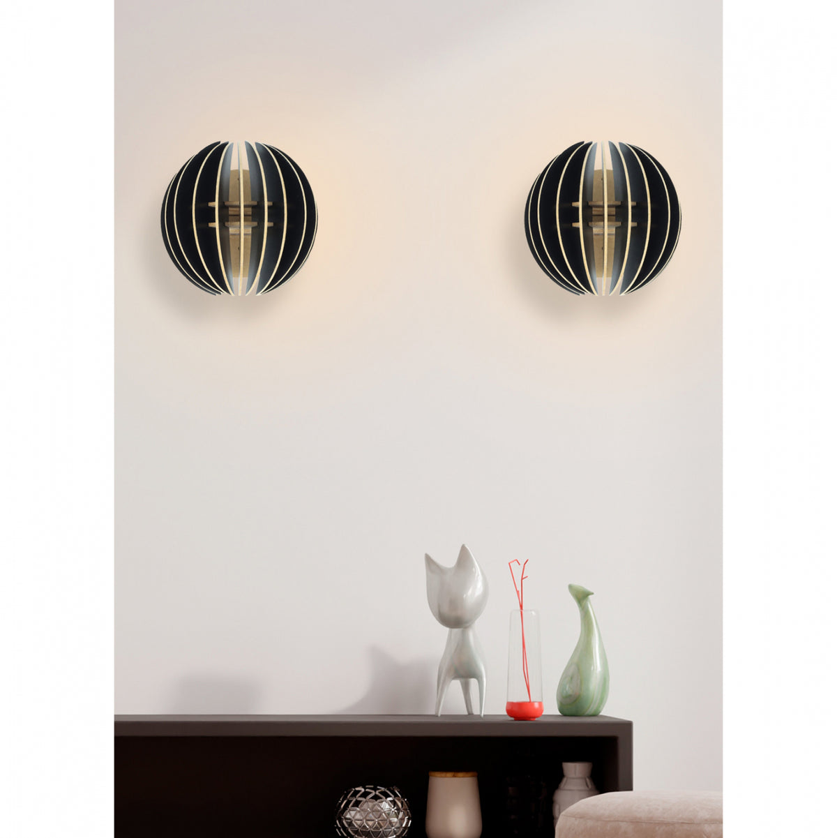Комплект 2 дървени аплици от MDF черен 19,5x16,5x19,5 см.