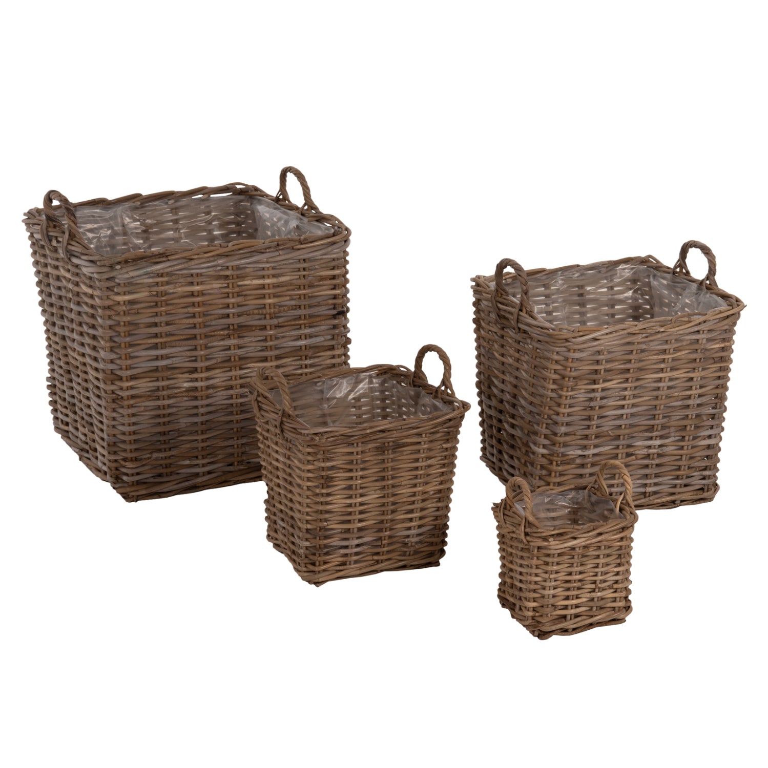 ДЕКОРАТИВНИ КОШНИЦИ KATER 4 ЧАСТИ КУБУ РАТАН В СИВО 52x52x50-57Hсм.