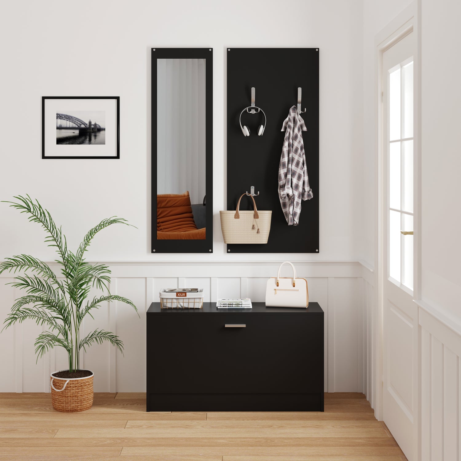Антре комплект с огледало VERN меламин в цвят венге 80x27x175Hcm.