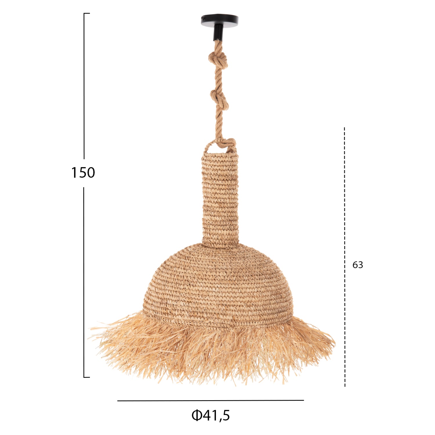 Пендел комплект въже и сухи влакна от палмови листа Φ41.5x150H cm.