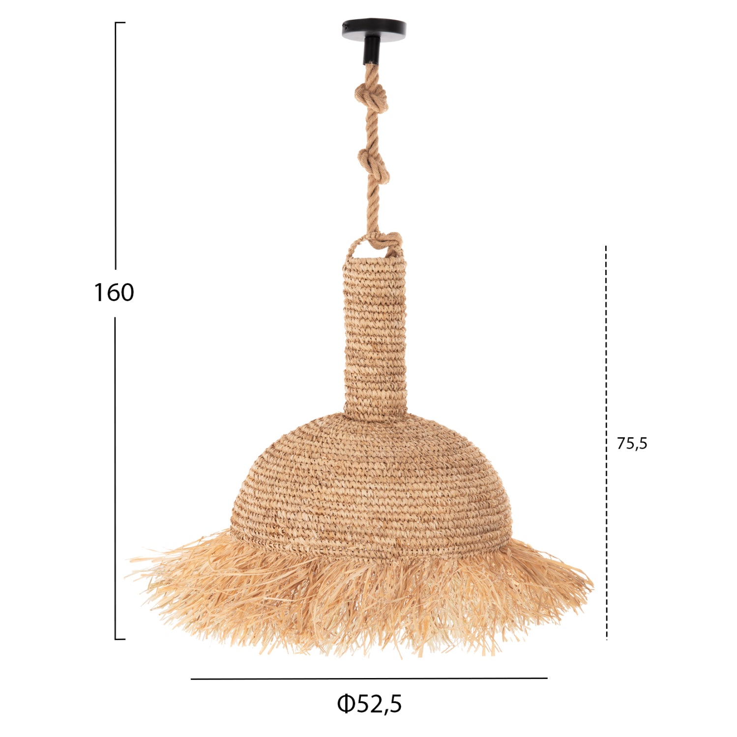 ПЕНДЕЛ С ПЛАФОН ВЪЖЕ И СУХИ ЛИСТА ОТ ПАЛМА Φ52.5Х160H см.