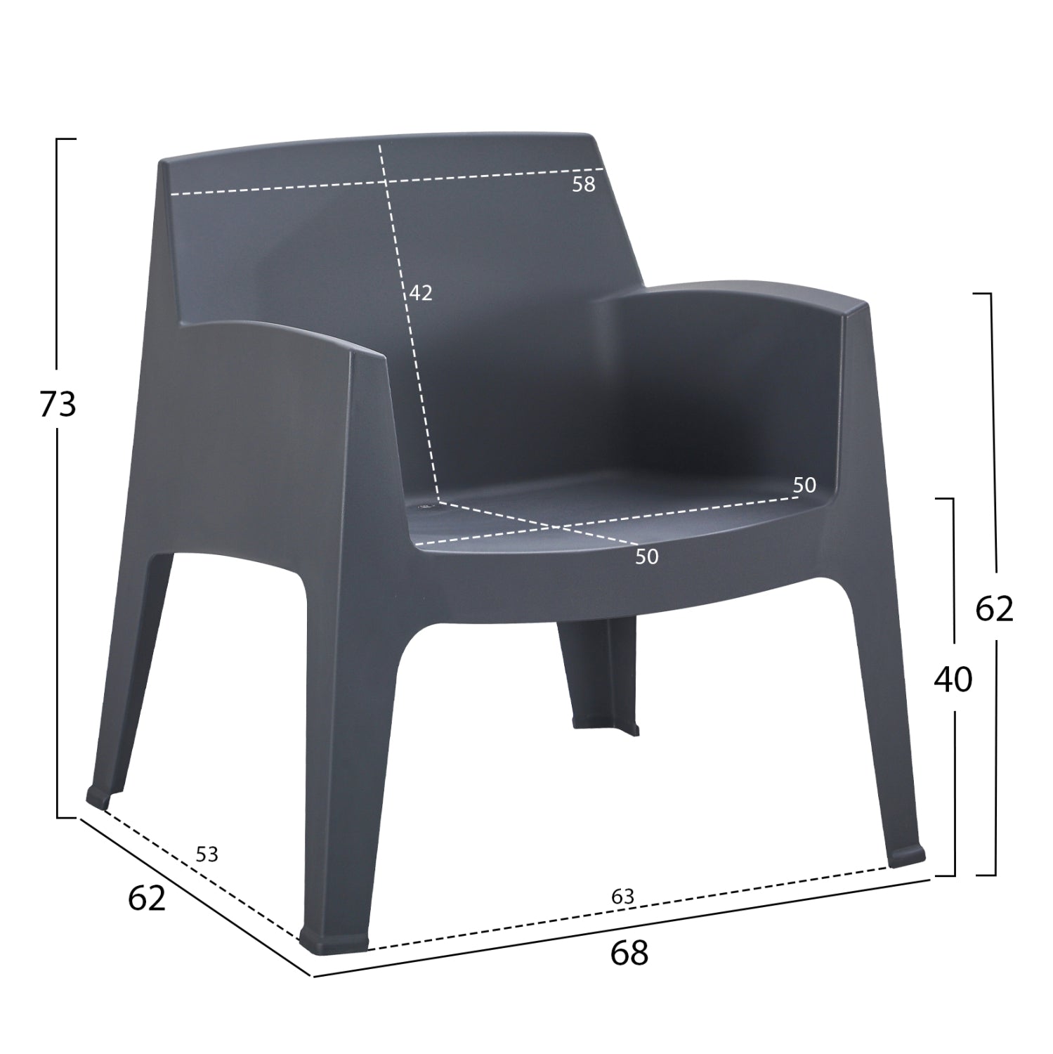 ЛАУНДЖ КОМПЛЕКТ 4 ЧАСТИ SLEEK ПОЛИПРОПИЛЕН В СИВО