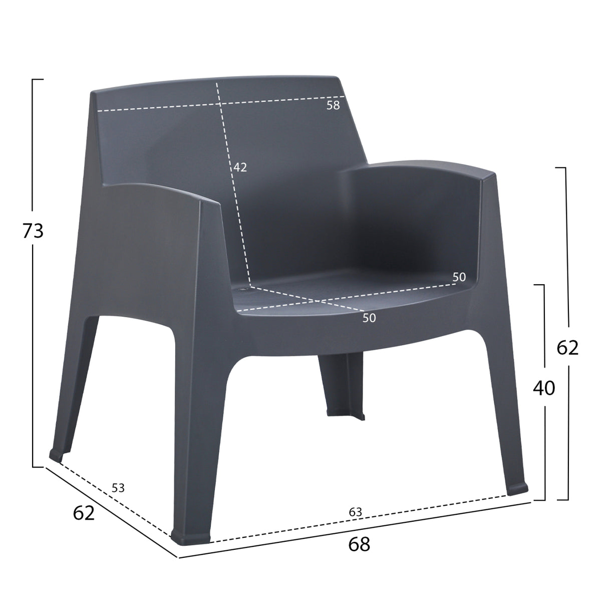 ЛАУНДЖ КОМПЛЕКТ 4 ЧАСТИ SLEEK ПОЛИПРОПИЛЕН В СИВО